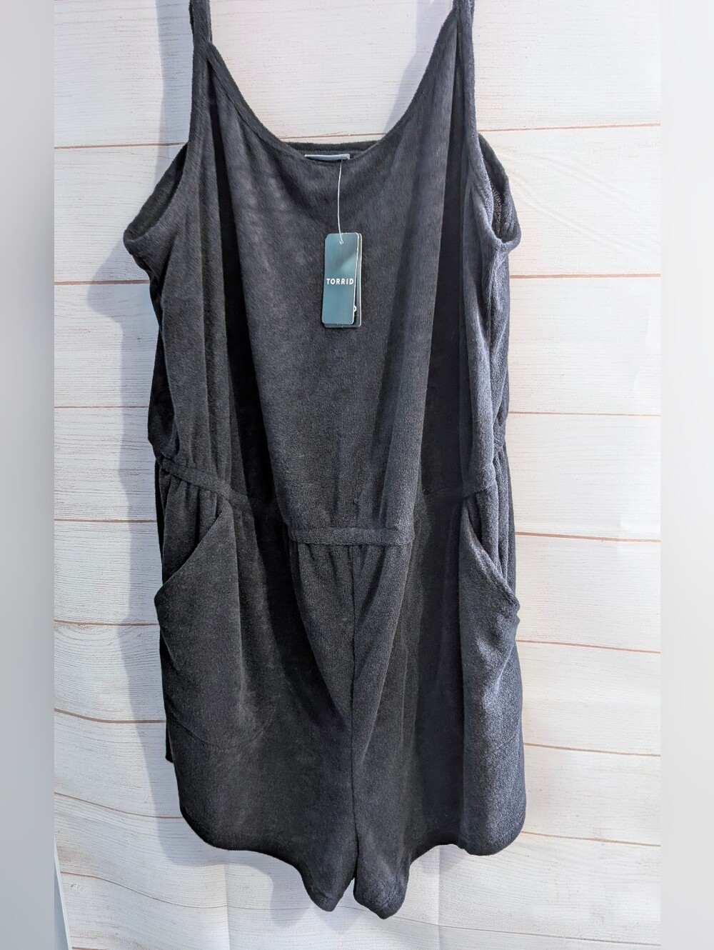 Nwt TORRID Black 🖤 Terry Romper Sleeveless Pocket Jumpsuit Super Soft Size 2X - Picture 4 of 12